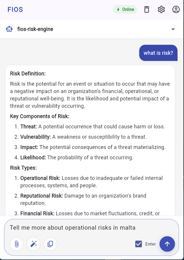 FIOS web app interface